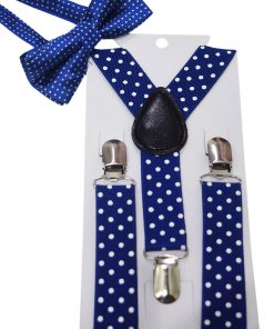 Adjustable Blue Bow Tie and Suspenders Set for Babies