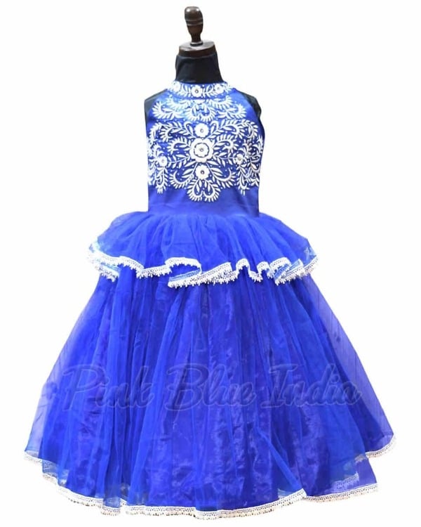 Blue halter neck party dress for girls stylish birthday outfit
