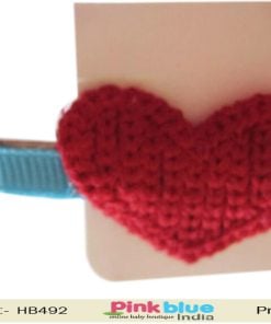 Designer Hair Clip for Baby Girls with Woolen Red Heart