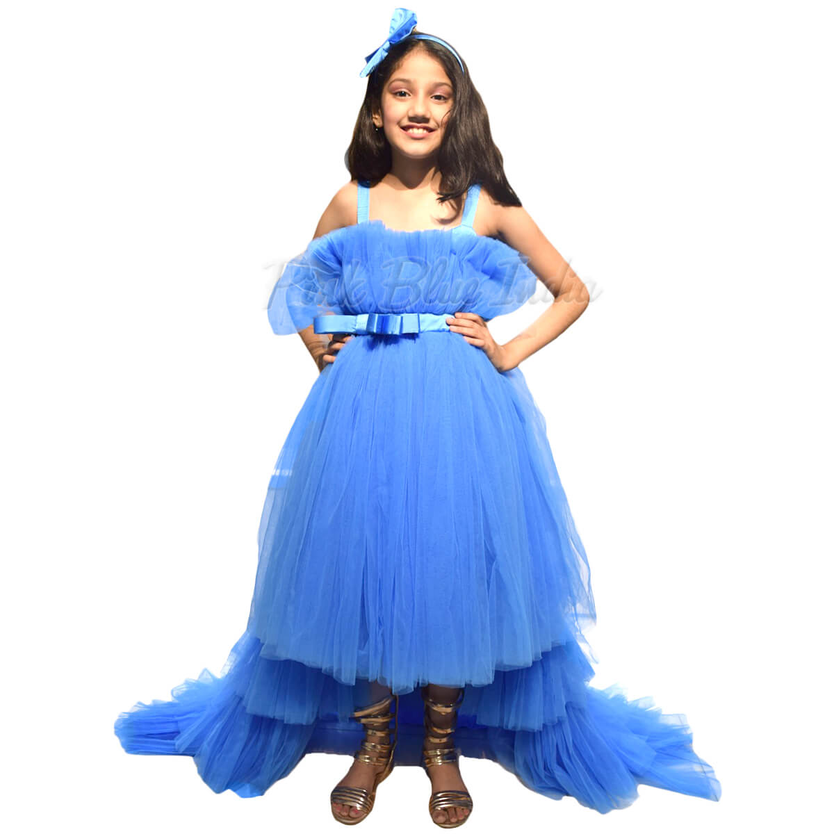 Blue Designer High-Low Girls Party Wear Dress Birthday wear