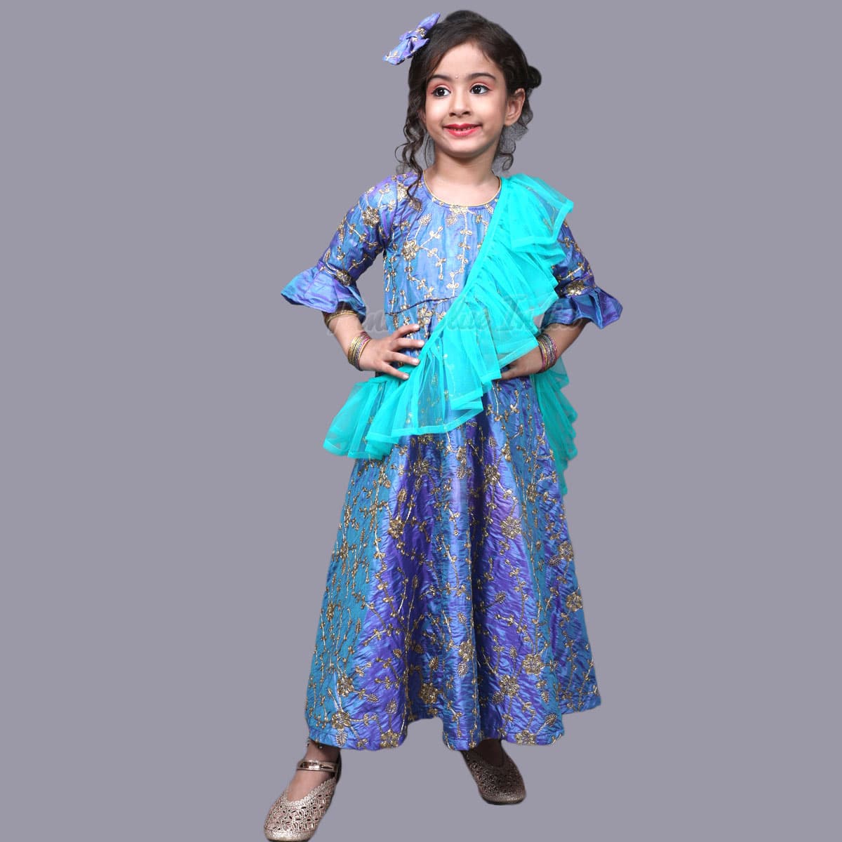 Girls Blue Ethnic Wear - Buy Indian Designer Girls Ethnic Wear Gown
