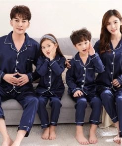 Family Matching Holiday Nightwear India, Couples Night Suit, Blue Family Nightwear Dress
