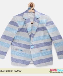Blue Kids Cotton Summer Coat for Wedding, Birthday Party