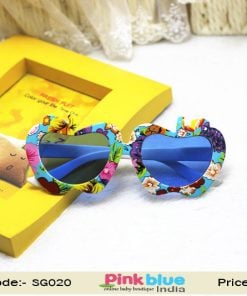Unique Kids Sunglasses - Blue Frames Baby Goggles Apple Floral Design