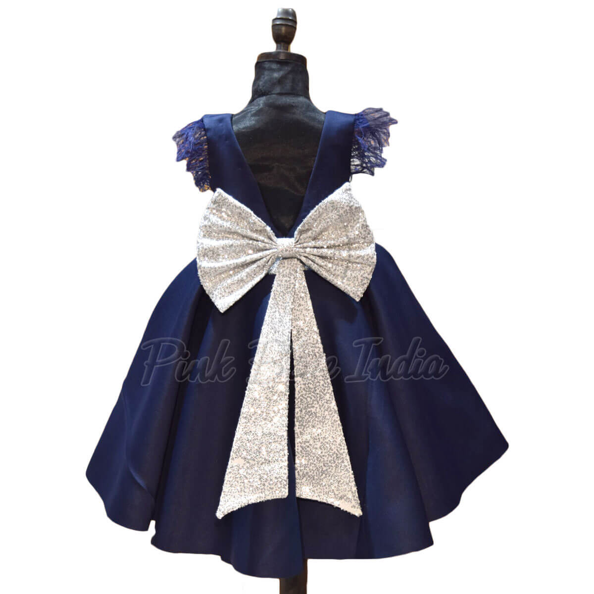 Silver & Royal Blue Flower Girl Dress, silver sequin bridesmaid dress,  flower girl gown, bespoke girls dress, tulle princess dress, silver