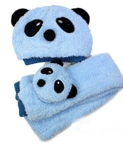 Smart Blue Unisex Panda Face Winter Cap with Muffler for Kids