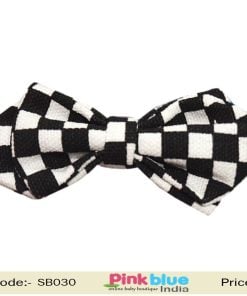 Bow Tie for Kids in Black and White Checks for Birthdays