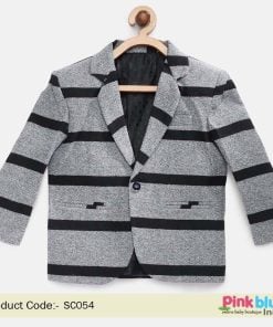 Black and Grey Boys Cotton Blazer for Summer Party