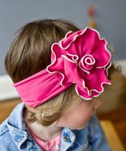 Bright Magenta Pink Broad Floral Hair Band for Toddlers in India