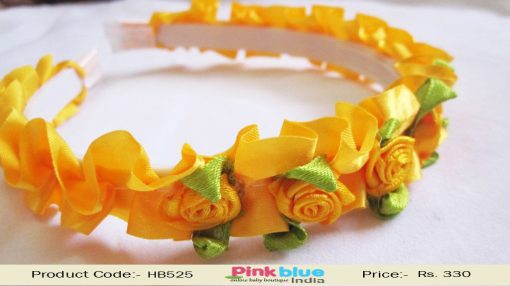 Bright Yellow Floral Hair Band for Toddlers