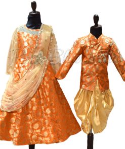 Brother Sister Matching Ethnic Wear Outfit, Kids Indian Wedding sibling dress