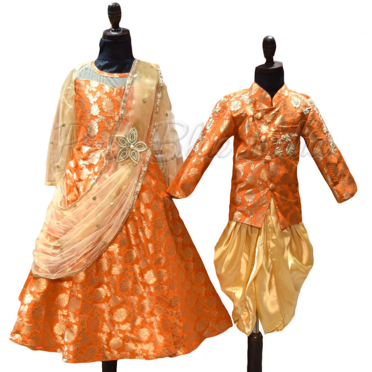 Brother Sister Matching Ethnic Wear Outfit, Kids Indian Wedding sibling dress