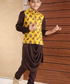 Brown Baby Boy Kurta Pajama with Jacket Online - Indian Traditional Wear 1-2 year Old Boy