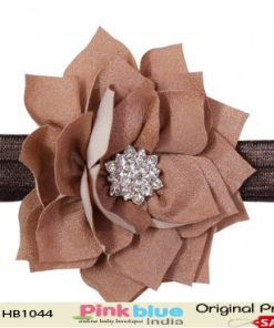 Shop Online Brown Infant Headband with Diamond Embellished Flower