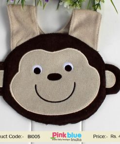 Buy Cute Brown Monkey Face Baby Apron for Kids in India