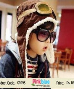 Smart Designer Brown Toddler Caps with Ear Flaps and Shades