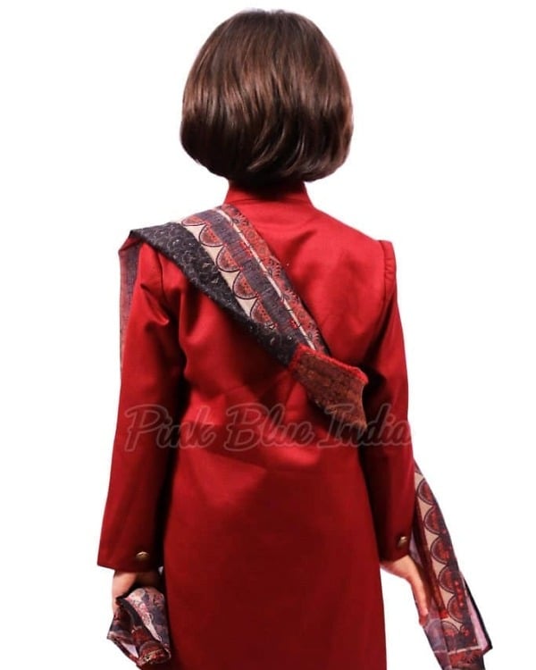 Baby boy royal maroon sherwani, wedding wear outfit, premium stylish look