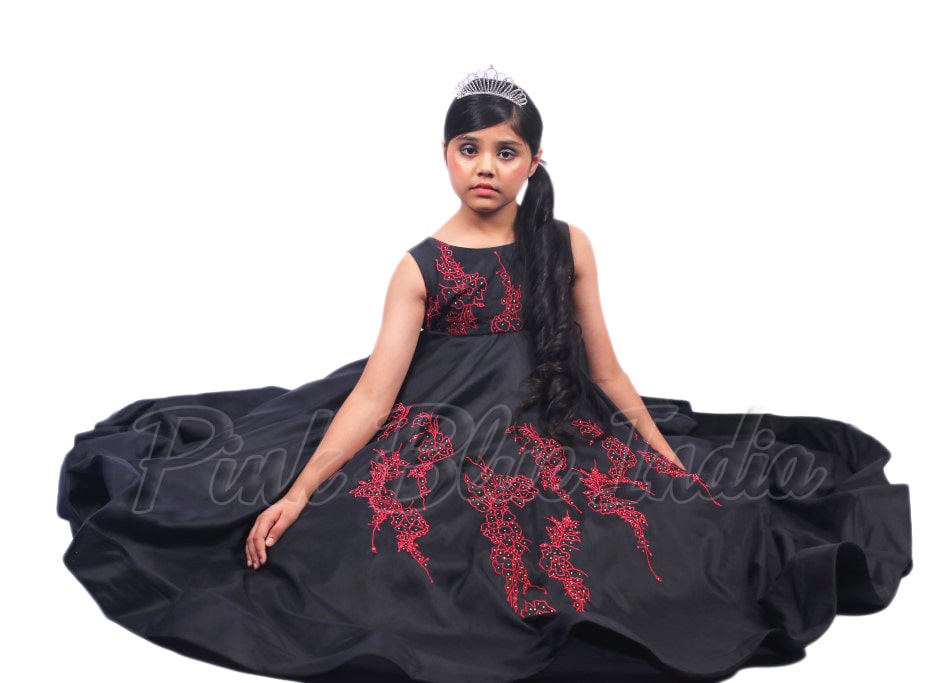 Black Gown for Party Net with Dupatta | black long gown