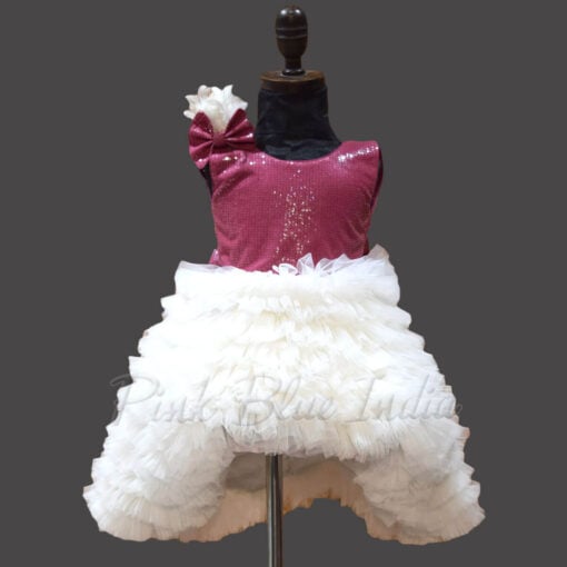 Baby Girl White Layered High Low Gown Dress