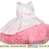 Pink & White Childrens party dress Dupion Layered
