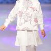 White Kurta Pajama floral print Nehru Jacket for Kids 4-5 Year