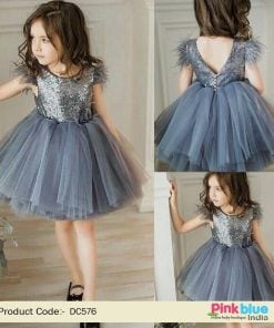 Grey Colour Baby Frock - Baby Girl Grey Dress, Party Wear Frocks
