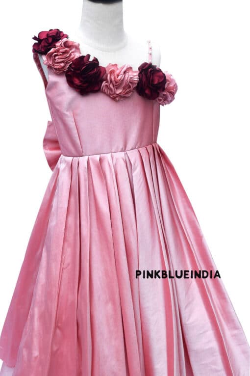 Pink Silk Gown for Girls - 1-12 Years Party Wear Gown Online