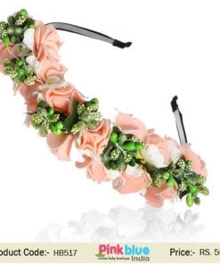 Heavenly Hair Band with Peach and White Flowers