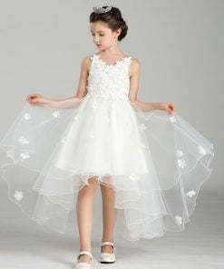 White toddler Flower Girl Dress, Designer First Communion Dress, high low dresses India