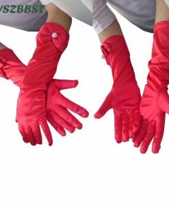Long Red Fancy Dress Gloves for Girls Kids Party Gloves