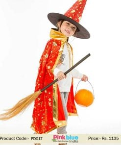 Children Girl Halloween Costume Wizard Witch Cloak Cape Robe and Hat