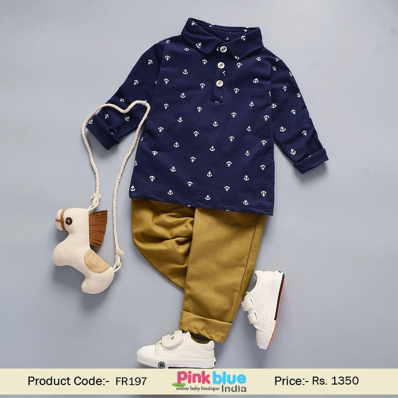 Buy Kids Partywear Blue Shirt Pant Set Toddler Boys Wedding Dress india