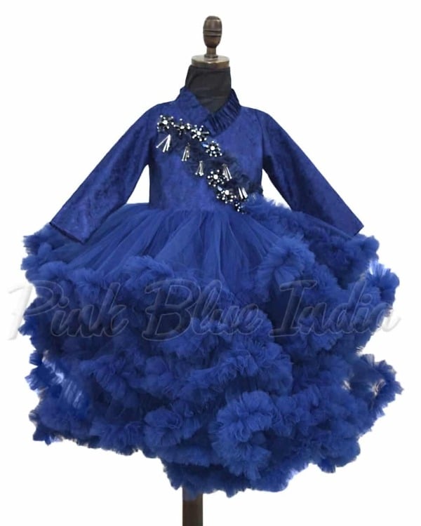 Ruffle layered gown for girls trendy birthday party elegant wear