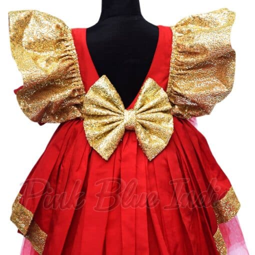 Luxury Red and Gold Sequin Dress – Baby Birthday Outfit