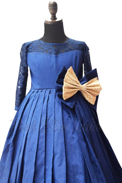 Luxury Royal Blue High Low Girl Dress Long Train Gown Online