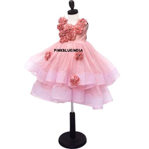 Mauve Dress in Net with Stone work– Girls Party Wear Dress