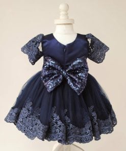 Navy Blue First Birthday Dress - Blue frock for Baby girl 1 - 3 Years