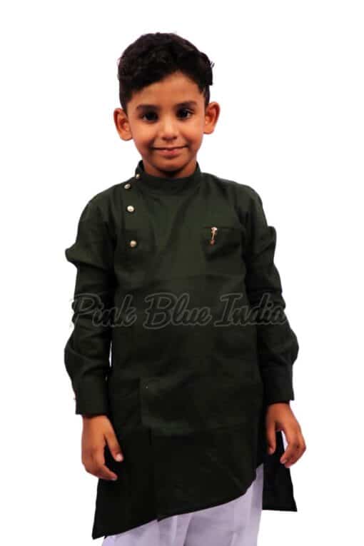 Olive Green Kurta Pajama for Kids online - Kids Party Wear