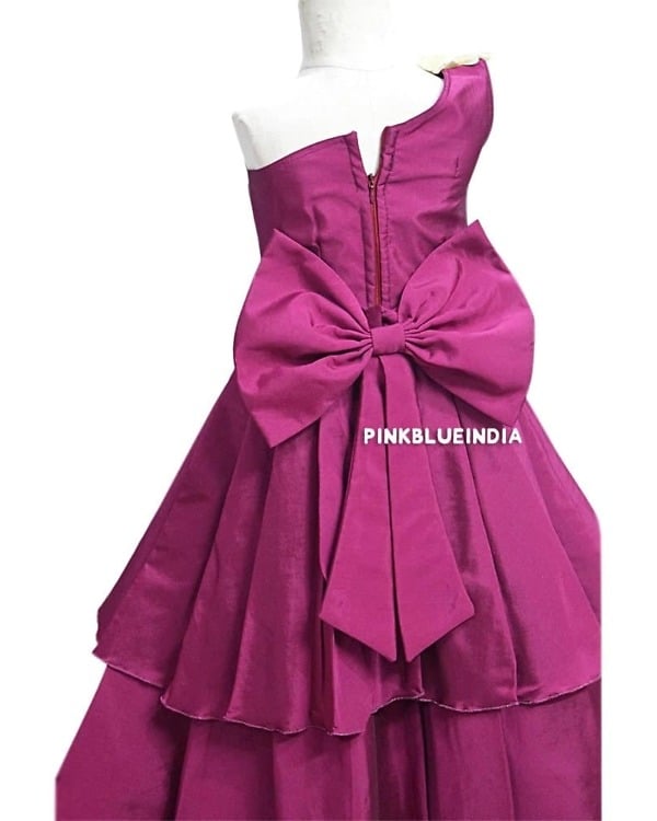 Stylish one shoulder gown for baby girl party, graceful festive outfit