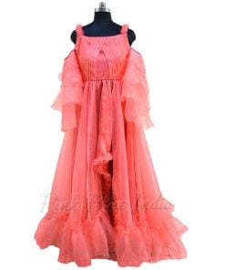 Orange Color Maternity Gown Baby Shower Photoshoot Dresses