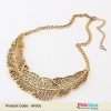 Partywear Fashionable Necklace Girls in Golden with Intricate Pattern