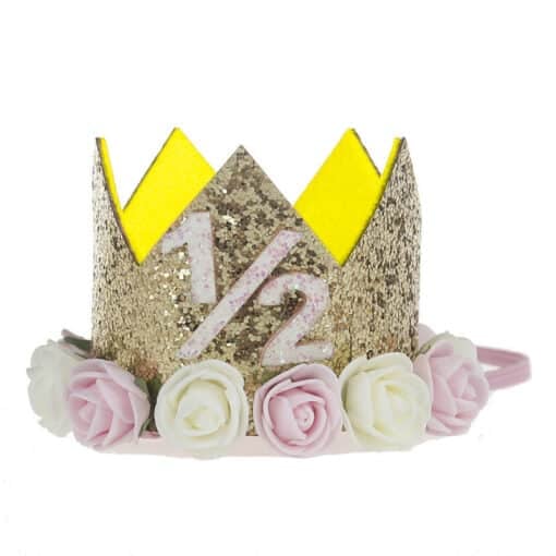 Princess 1/2 Half Birthday Crown Headband for Little Girls