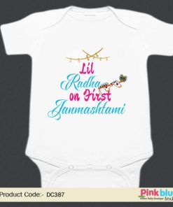Lil Radha On first Janmashtami printed Custom Infant Baby girl Romper