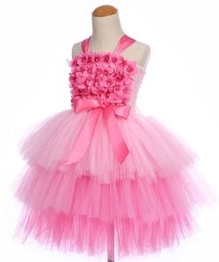 Pink Baby Girl 1st Birthday Tutu Dress - Toddler Flower Girl Dress