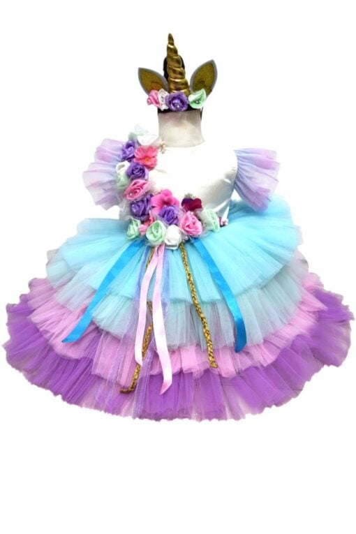 Rainbow Unicorn Birthday Dress Up Costume - Girls Party Dress