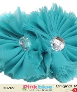 Buy Sea Green Headband with Diamond Embellished Flowers for Toddlers