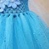 Frozen Elsa Sky Blue Glitter Tutu Party Dress for Infants with Free Headband