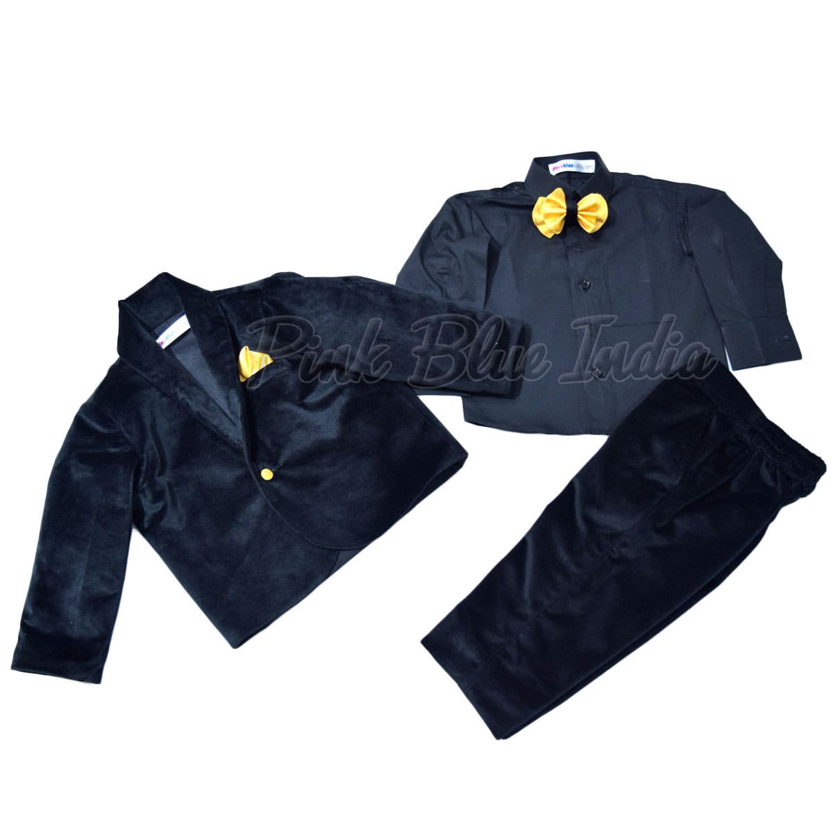 Shop Brown Velvet Five Piece Suit for Baby Boys/Kids