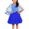 Baby Girl Blue Cape Sleeve Dress baby Frocks Birthday Wear Online india