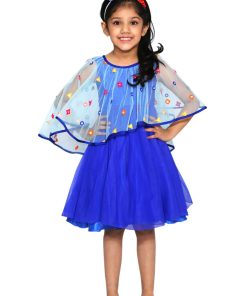 Baby Girl Blue Cape Sleeve Dress baby Frocks Birthday Wear Online india